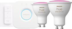 Foto van Philips hue white and color starter pack gu10 met 2 lampen, dimmer + bridge