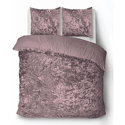 Foto van Isleep dekbedovertrek crushed velvet - roze - 2-persoons 200x200/220 cm