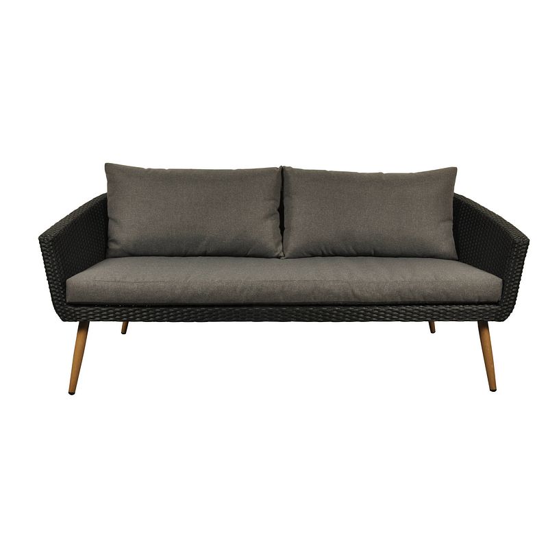 Foto van Accon loungemeubel buitensofa, 3-persoons incl. kussen zwart/grijs.