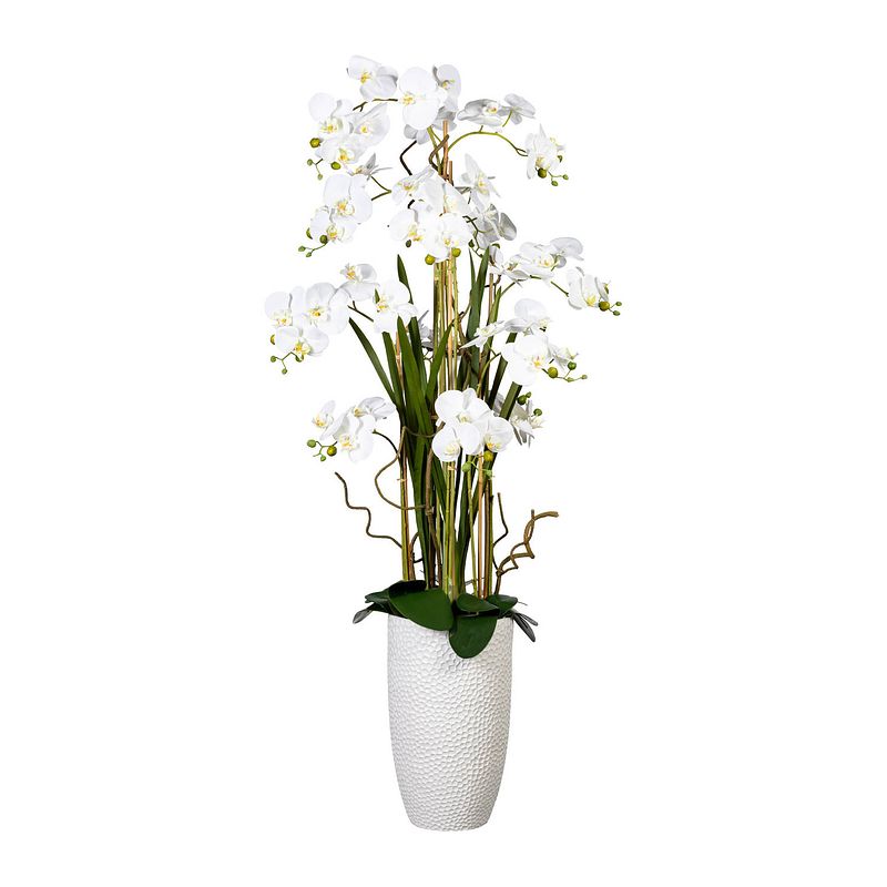 Foto van Kopu® kunstplant orchidee 160 cm wit in hoge bloempot - phalaenopsis