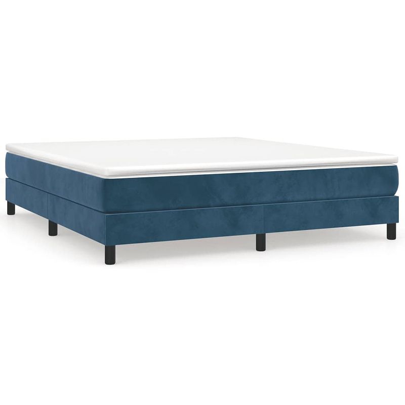 Foto van The living store boxspringframe - donkerblauw fluweel - 203 x 180 x 25 cm - inclusief montagehandleiding - geschikt