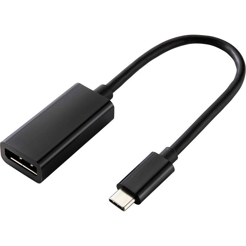 Foto van Renkforce usb-c / displayport adapterkabel usb-c stekker, displayport bus 0.14 m zwart rf-4613070 displayport 1.2 usb-c-displaykabel