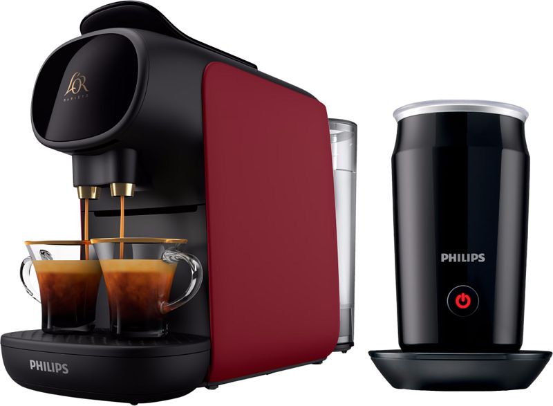 Foto van Philips l'or barista sublime lm9012/50 rood + melkopschuimer