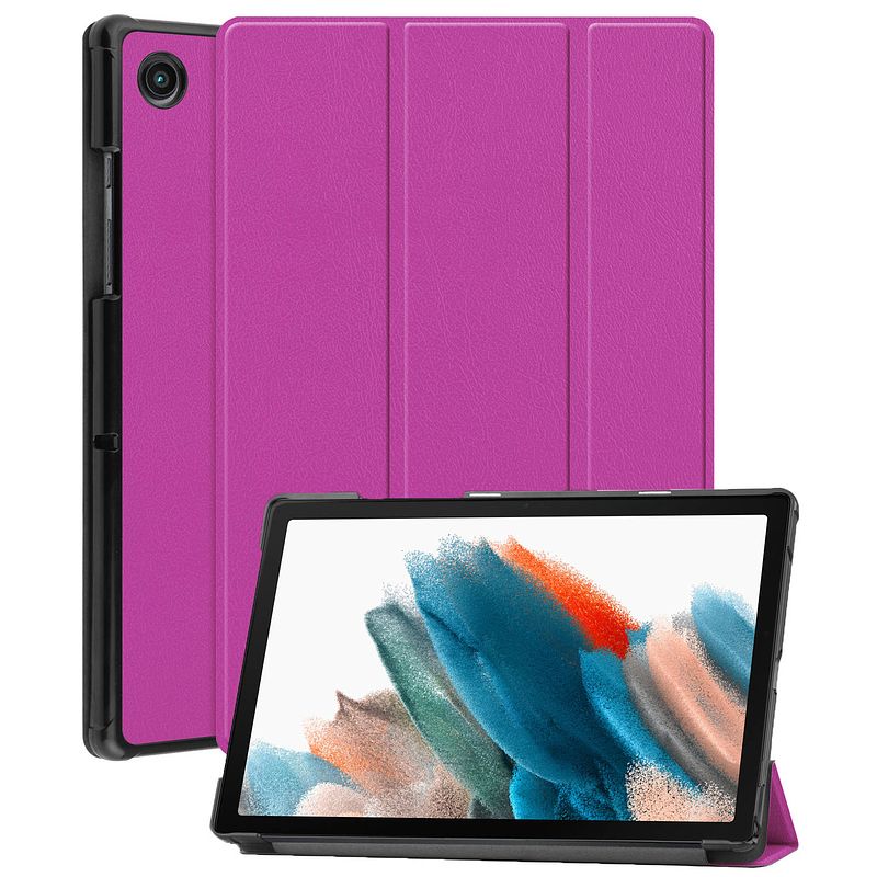 Foto van Basey samsung galaxy tab a8 hoesje kunstleer hoes case cover samsung galaxy tab a8-paars