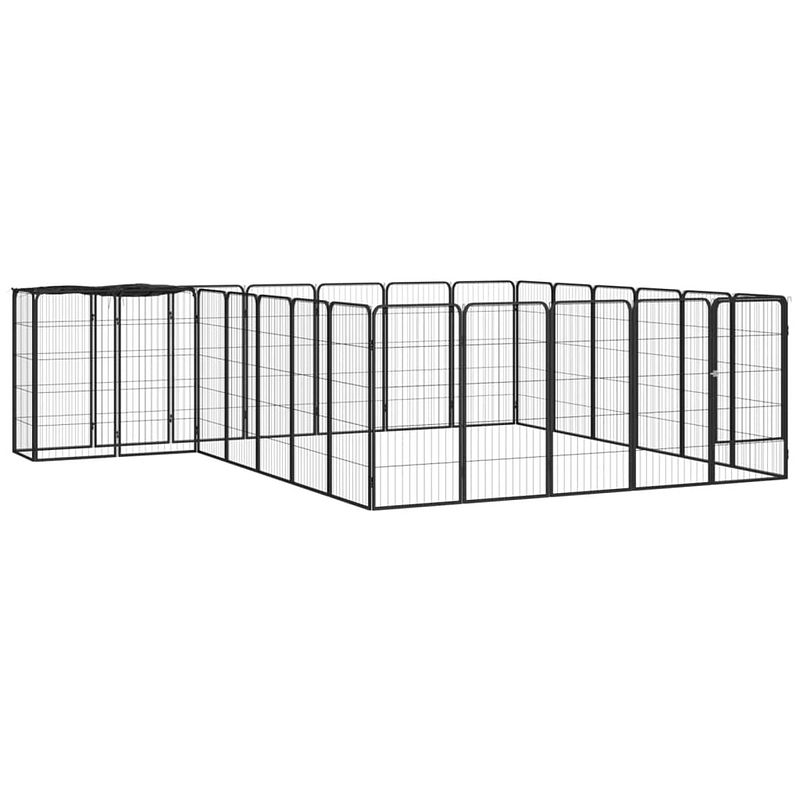 Foto van Vidaxl hondenkennel 26 panelen 50x100 cm gepoedercoat staal zwart