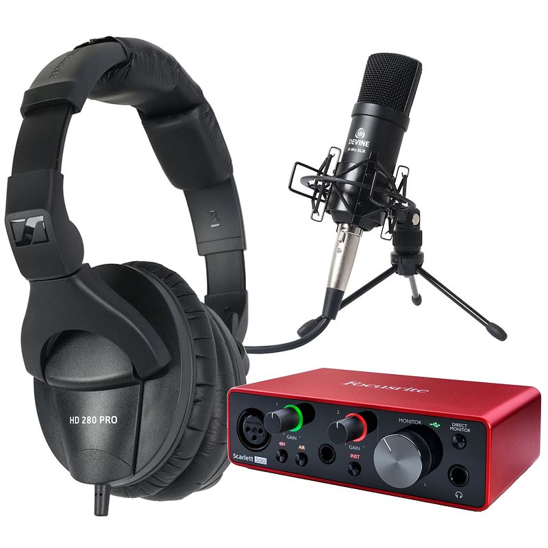 Foto van Sennheiser hd 280 pro hoofdtelefoon + audio-interface & microfoon