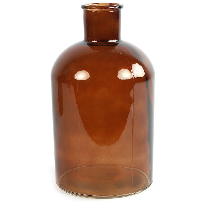 Foto van Countryfield vaas - bruin - glas - apotheker fles vorm - d17 x h30 cm - vazen