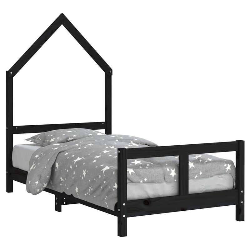 Foto van Vidaxl kinderbedframe 80x160 cm massief grenenhout zwart