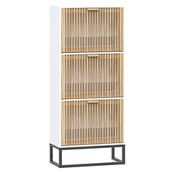 Foto van The living store schoenenkast - elegant - bewerkt hout - 52 x 25 x 120 cm