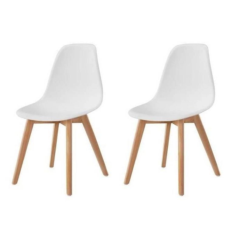 Foto van Sacha set van 2 witte eetkamerstoelen - massief houten hevea-voeten - scandinavisch - b 48 x d 55 cm