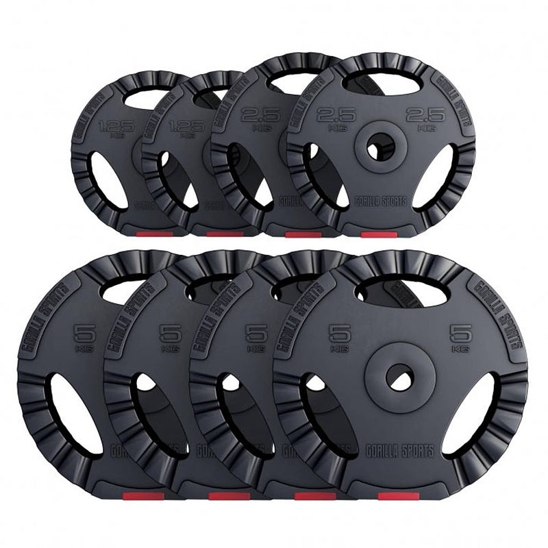 Foto van Gorilla sports halterschijven set - bundel - 27,5 kg - gripper kunststof - 30 mm