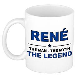 Foto van Rene the man, the myth the legend cadeau koffie mok / thee beker 300 ml - naam mokken