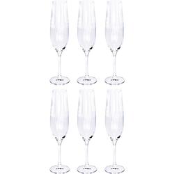 Foto van 6x champagneglazen/flutes 26 cl/260 ml van kristalglas - kristalglazen - champagneglas