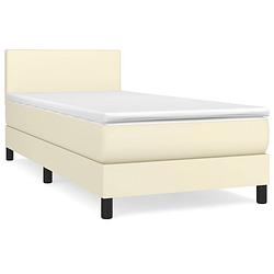 Foto van The living store boxspringbed - crème - kunstleer - 203 x 90 cm - hoofdbord verstelbaar - pocketvering matras -