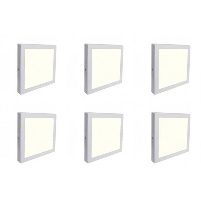 Foto van Led downlight 6 pack - opbouw vierkant 18w - natuurlijk wit 4200k - mat wit aluminium - 225mm