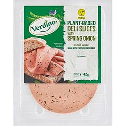 Foto van Verdino plantbased deli slices with spring onion 80g bij jumbo