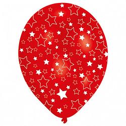 Foto van Amscan ballonnen ster junior 27,5 cm latex rood/wit 6 stuks