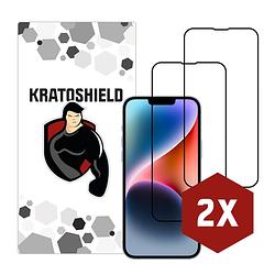 Foto van 2-pack kratoshield iphone 14 plus screenprotector - glass - full cover 2.5d - black