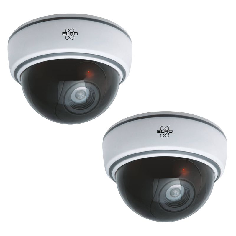 Foto van Elro cdd15f indoor dummy dome camera met flash light - 2 pack