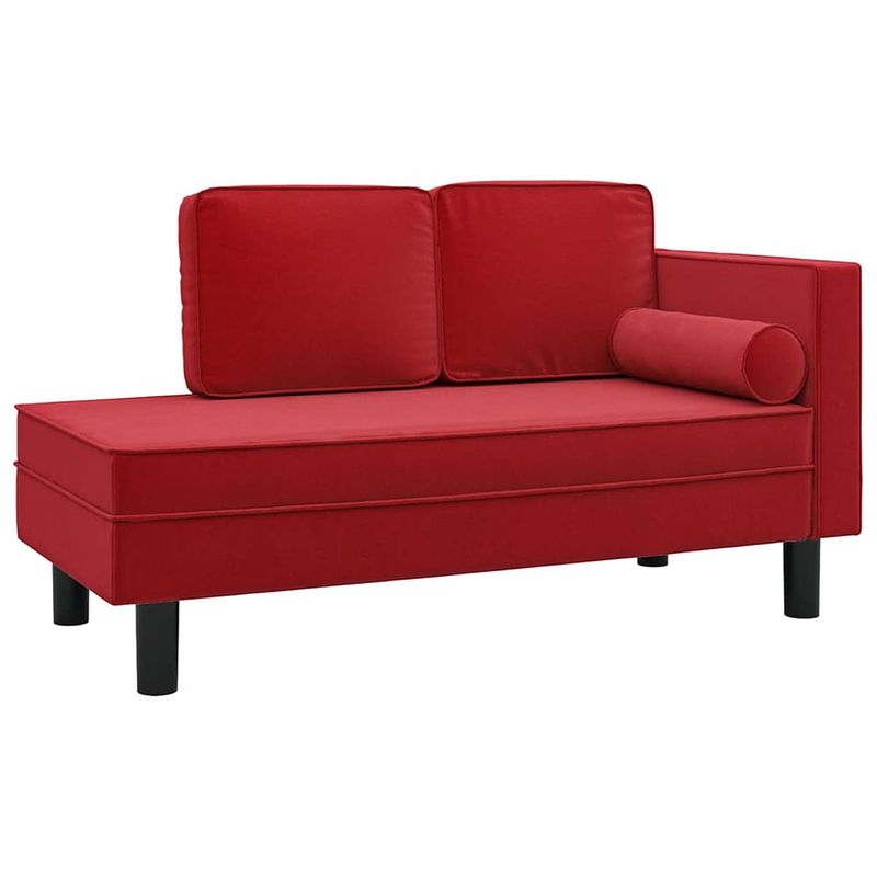 Foto van Vidaxl chaise longue met kussens en bolster fluweel wijnrood