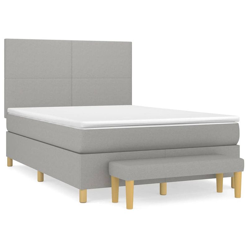 Foto van The living store boxspringbed - comfort - bed - 193 x 144 x 118/128 cm - lichtgrijs