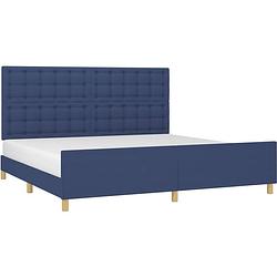 Foto van The living store bedframe blauw hoofdeind - 203 x 206 x 118/128 cm - verstelbaar