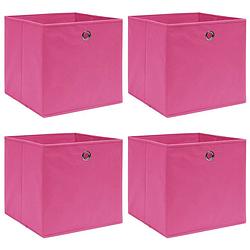 Foto van Vidaxl opbergboxen 4 st 32x32x32 cm stof roze