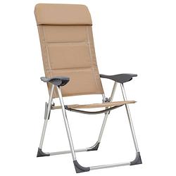 Foto van The living store aluminium campingstoelenset - 58 x 69 x 86-111 cm - inklapbaar - verstelbaar - crème