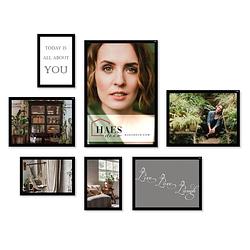 Foto van Haes deco - collage set met 7 kunststof fotolijsten zwart easy frame - efs102b