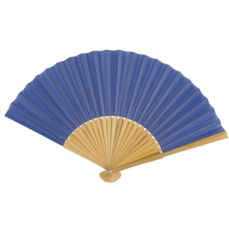Foto van Spaanse handwaaier - special colours - staalblauw - bamboe/papier - 21 cm - verkleedattributen