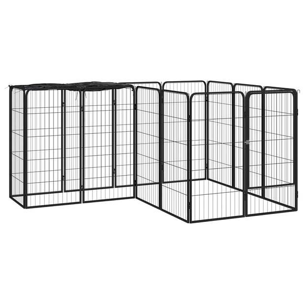 Foto van Vidaxl hondenkennel 14 panelen 50 x 100 cm gepoedercoat staal zwart