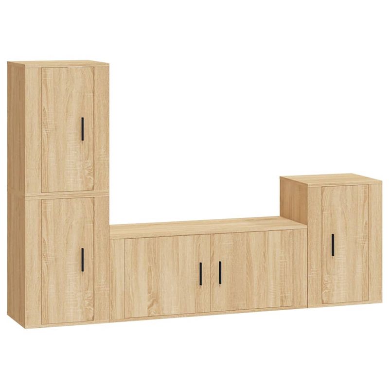 Foto van The living store televisiekast set - sonoma eiken - 1x 100x34.5x40cm - 3x 40x34.5x60cm