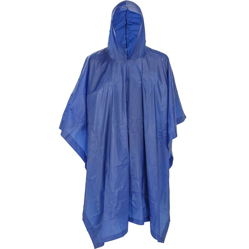 Foto van Free and easy regenponcho met capuchon unisex blauw one size