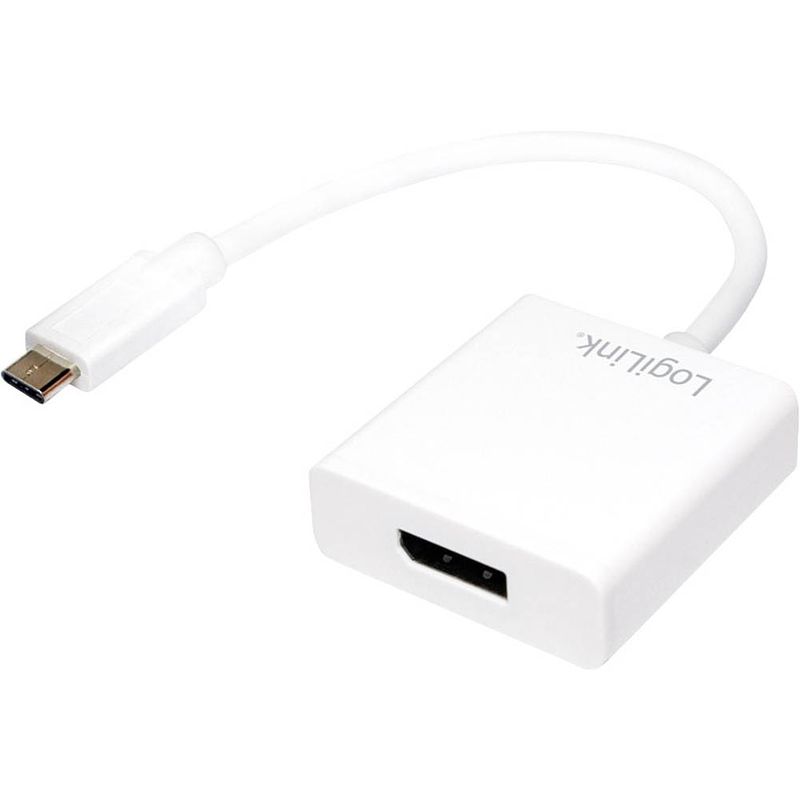 Foto van Logilink ua0246a usb / displayport adapter [1x usb 3.2 gen 2 stekker c (usb 3.1) - 1x displayport bus] wit 14.00 cm