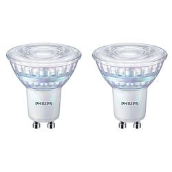 Foto van Philips - led spot - set 2 stuks - classic c90 36d - gu10 fitting - dimtone dimbaar - 2.6w - warm wit 2200k-2700k