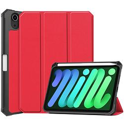 Foto van Basey ipad mini 6 hoesje kunstleer hoes case cover ipad mini 6-rood