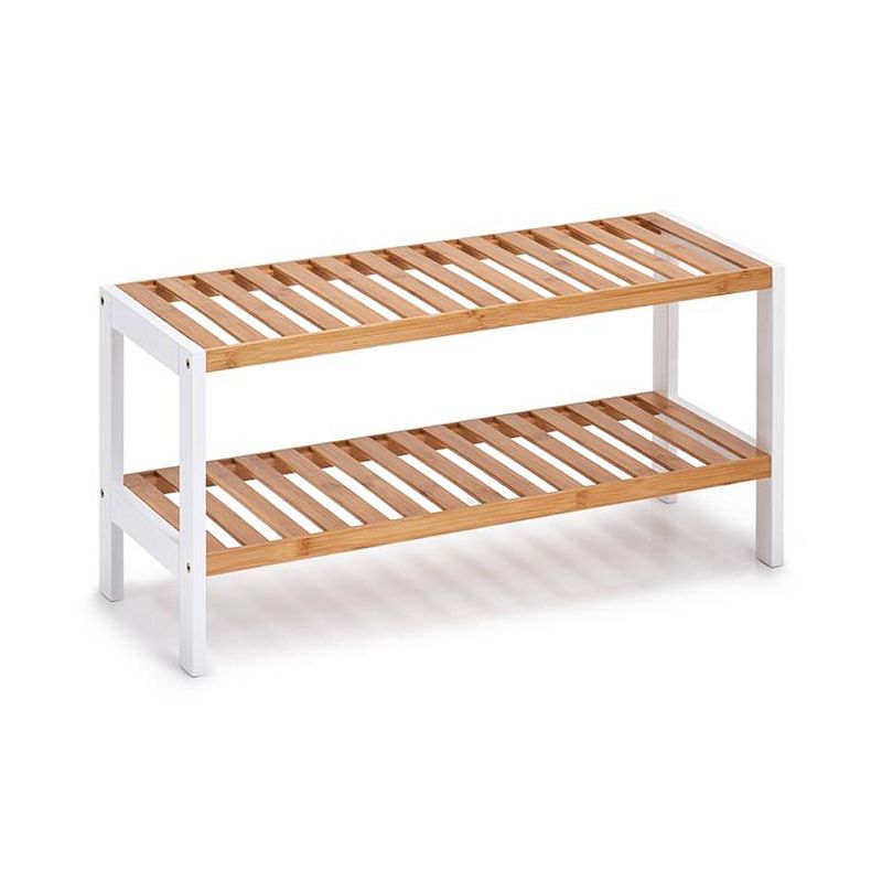 Foto van Zeller - shoe rack with 2 shelves, bamboo/mdf, white