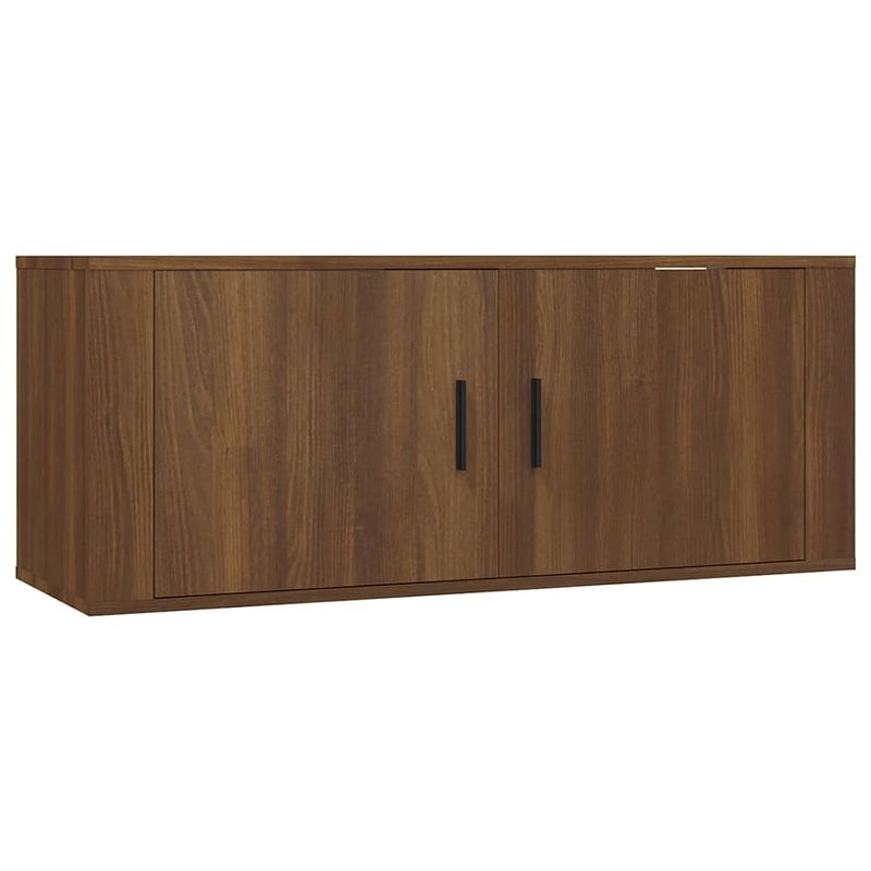 Foto van The living store tv-kast classic - wandmeubel - 100x34.5x40 cm - bruineiken