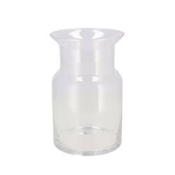 Foto van Dk design bloemenvaas melkbus fles model milky - transparant glas - d19 x h40 cm - vazen