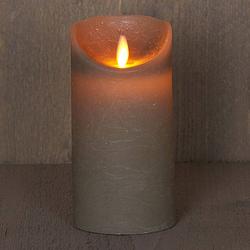 Foto van 2x taupe led kaars / stompkaars met bewegende vlam 15 cm - led kaarsen