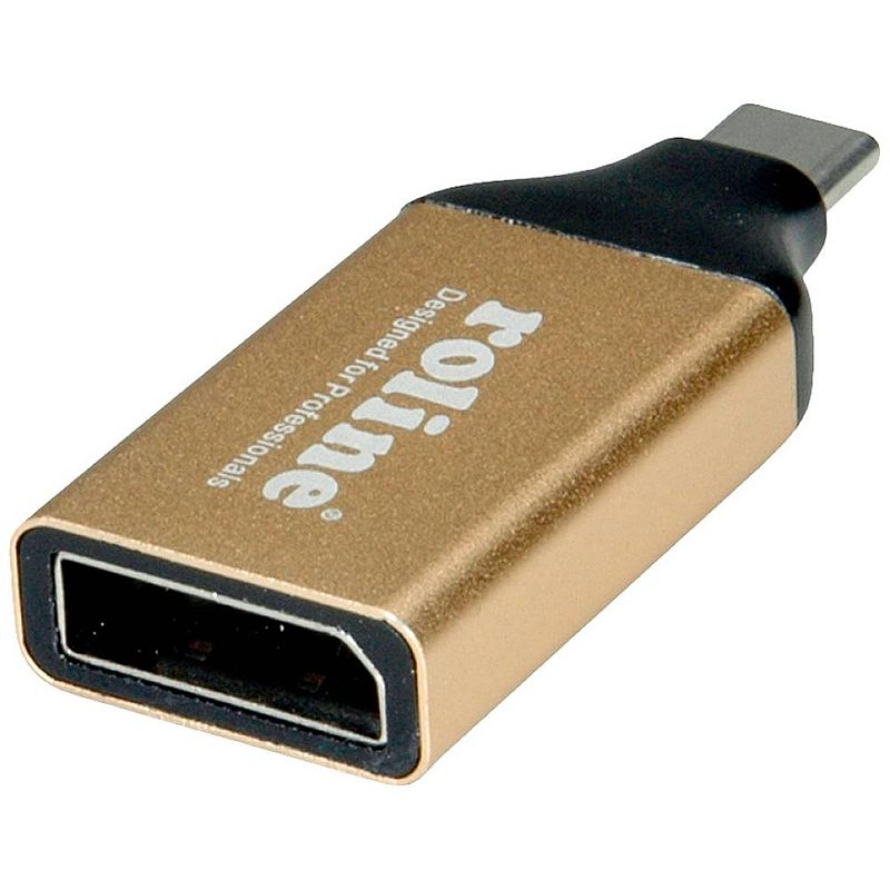 Foto van Roline 12.03.3232 usb-c / displayport adapter zwart, goud