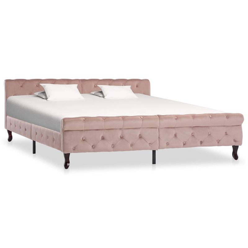 Foto van Vidaxl bedframe fluweel roze 180x200 cm