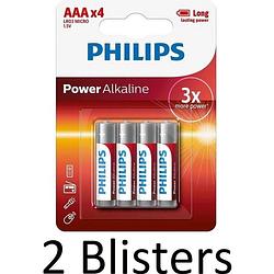 Foto van 8 stuks (2 blisters a 4 st) philips power alkaline aaa