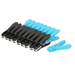 Foto van 18x stuks sterke wasknijpers blauw/zwart kunststof - knijpers