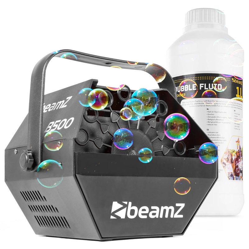 Foto van Bellenblaasmachine - beamz b500 bubble machine incl. 1 liter bellenblaasvloeistof