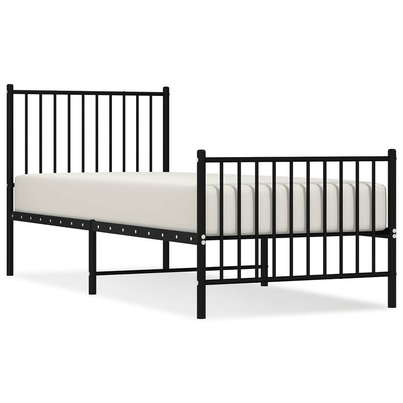 Foto van Vidaxl bedframe met hoofd- en voeteneinde metaal zwart 80x200 cm