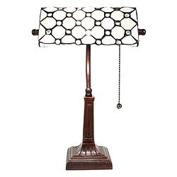 Foto van Haes deco - tiffany tafellamp creme 26x16x40 cm fitting e27 / lamp max 1x40w