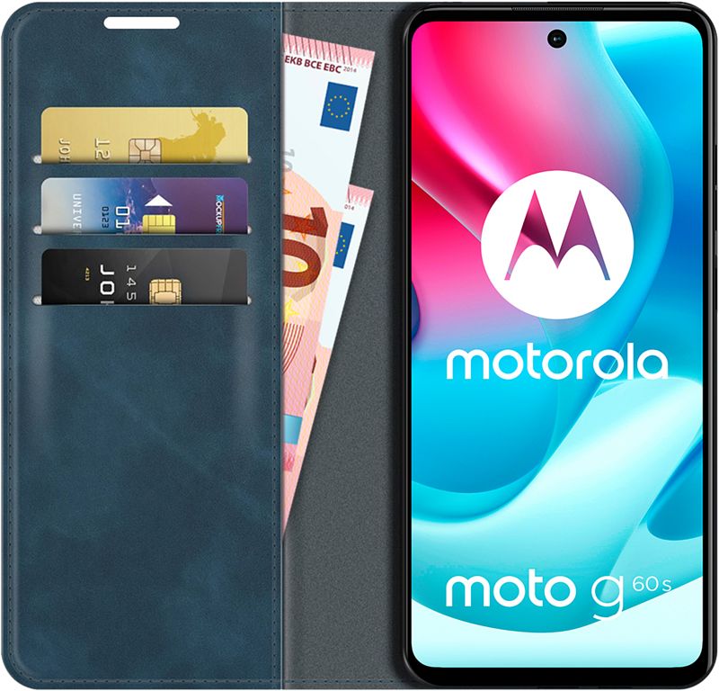 Foto van Just in case wallet magnetic motorola moto g60s book case blauw