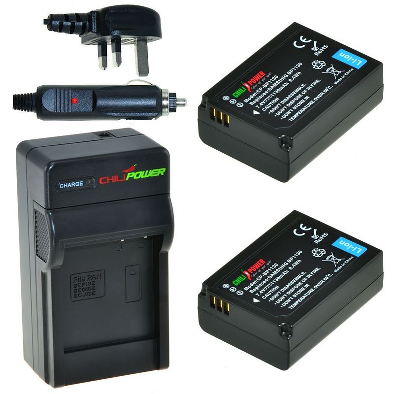 Foto van 2 x bp1030 accu's voor samsung - charger kit + car-charger - uk version