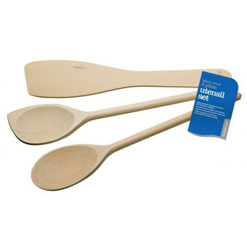 Foto van Kitchencraft set van 2x 3 houten lepels / keukengerei - kitchen craft